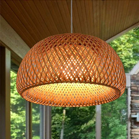 Rattan Pendant Lights, Wicker Pendant Lighting Bird's Nest Shape Lamp Shade with Adjustable Cord Natural Bamboo Woven Chandelier Living Room Ceiling Hanging Light Fixtures for Dining Room Bar Cafe - Image 6
