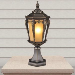 Metal Outdoor Post Lights IP55 Outdoor Lass Lantern Aluminium Waterproof Rustproof Pathway Garden Light Villa Garden Fence Lawn Street Light E27 Exterior Pillar Pillar Lamp