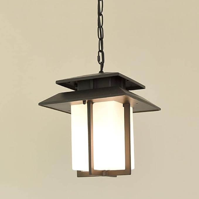 Japanese Style White E27 Glass Lantern Chandelier Outdoor Aisle Villa Park Waterproof Hanging Pendant Lamp Suspended Mounted Garden Corridor Gallery Pavilion Lightin - Image 2