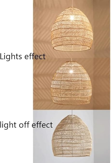 Modern Handwoven Rattan Basket Pendant Light Rural Ceiling Light Fixture With Adjustable Cord Dining Room Hallway Bar Living Room - Image 5