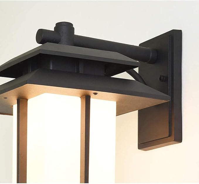 Quality wall lamps Modern Outdoor Lantern Wall Light Black Matte Weatherproof Wrought Iron Fixture Wall Sconce with Frosted Glass Shade Wall Lamp - Image 5