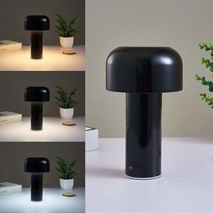 Wireless LED Touch Table Lamp Light with 3 Color Step Less Dimming by Touch - Chic Indoor and Outdoor Table Lamp with Stylish Rounded Design for Home, Office,Restaurant and More#BLACK#GREY#WHITE