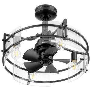 Padfield LED Indoor 4-Light Fandelier Modern Ceiling Fan with Remote Control - 22 Inch, Matte Black