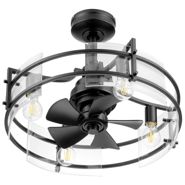Padfield LED Indoor 4-Light Fandelier Modern Ceiling Fan with Remote Control - 22 Inch, Matte Black