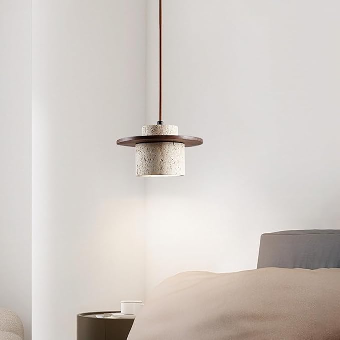 Nordic Natural Stone Shade Pendant Light Japanese Wabi-Sabi Chandelier Dining Table Travertine Droplight Bedside Restaurant Kitchen Aisle Bar Club Hanging Lamp - Image 2