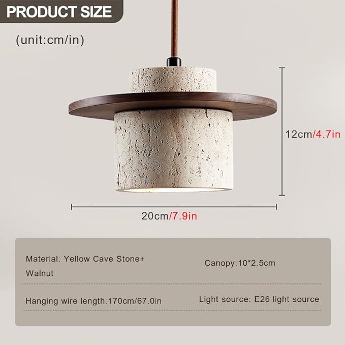 Nordic Natural Stone Shade Pendant Light Japanese Wabi-Sabi Chandelier Dining Table Travertine Droplight Bedside Restaurant Kitchen Aisle Bar Club Hanging Lamp - Image 3