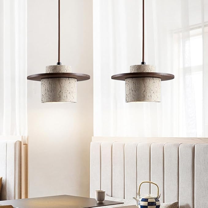 Nordic Natural Stone Shade Pendant Light Japanese Wabi-Sabi Chandelier Dining Table Travertine Droplight Bedside Restaurant Kitchen Aisle Bar Club Hanging Lamp - Image 4