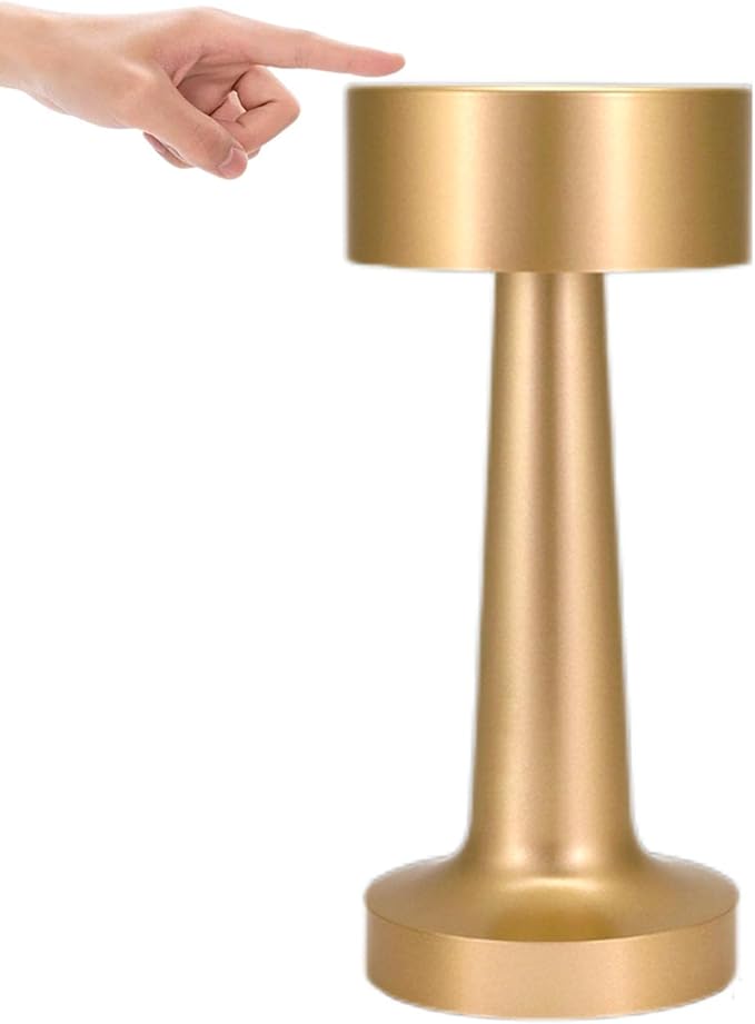 Table Lamps, Battery Operated Desk Lamp with Touch Sensor, USB Rechargeable Bedside Night Light Portable Nightstand Lamp for Bedroom, Restaurant, Office, Dorm (RED,BLACK,GOLD,BROWN,WHITE,SILVER)