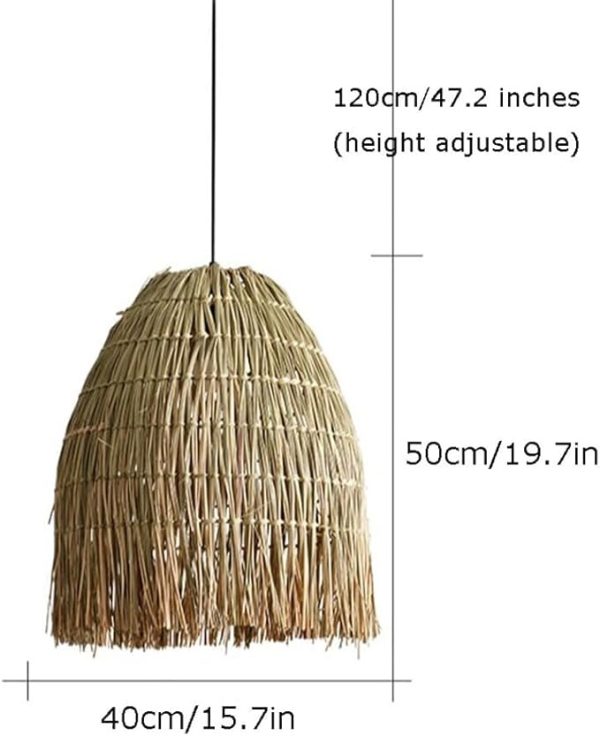 Bamboo Woven Pendant Light - Adjustable E27 Ceiling Lamp for Rustic Home Decor(40cm) - Image 5