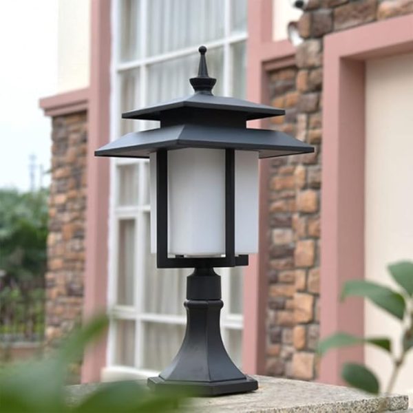 Outdoor Column Lights, European Style Pillar Lights Fixture Aluminum Exterior Cap Light Waterproof Glass Post Lights Modern Square Pillar Lamp For House Garden Backyard - Image 2