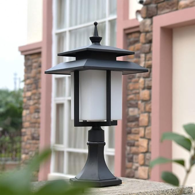 Outdoor Column Lights, European Style Pillar Lights Fixture Aluminum Exterior Cap Light Waterproof Glass Post Lights Modern Square Pillar Lamp For House Garden Backyard - Image 2