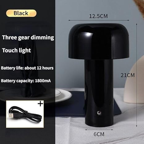 Wireless LED Touch Table Lamp Light with 3 Color Step Less Dimming by Touch - Chic Indoor and Outdoor Table Lamp with Stylish Rounded Design for Home, Office,Restaurant and More#BLACK#GREY#WHITE - Image 5