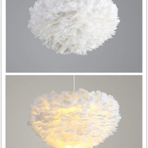 Feather Pendant Light Modern minimalist creative Decorative lights Romantic Oval Apricot Ceiling Light Living Room Dining Hall Lighting Fixture Best Gift for Lover,White,50/60/70CM
