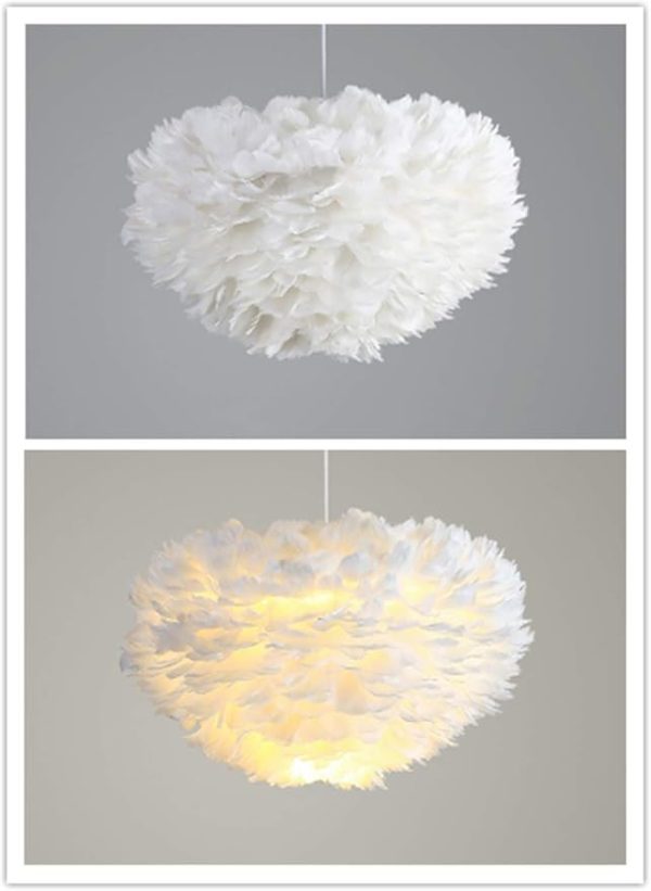 Feather Pendant Light Modern minimalist creative Decorative lights Romantic Oval Apricot Ceiling Light Living Room Dining Hall Lighting Fixture Best Gift for Lover,White,50/60/70CM