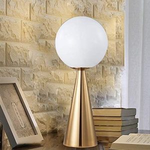 Night Stand Lamp Glass Ball LED Table Lamps Nordic Creative Desk Lamp Cone Golden Living Room Bedside Bar Cafe Decoration Lamp Luminaire(RED,BLACK,GOLD,SILVER)