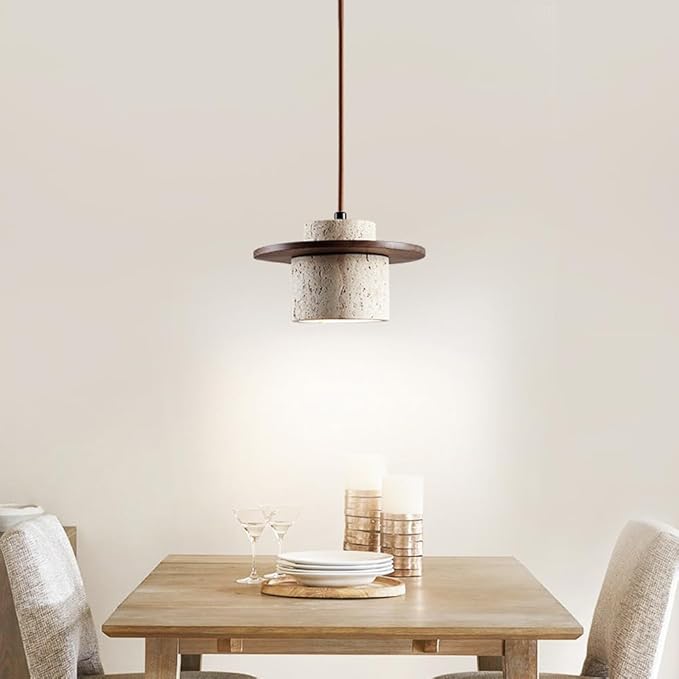 Nordic Natural Stone Shade Pendant Light Japanese Wabi-Sabi Chandelier Dining Table Travertine Droplight Bedside Restaurant Kitchen Aisle Bar Club Hanging Lamp - Image 5