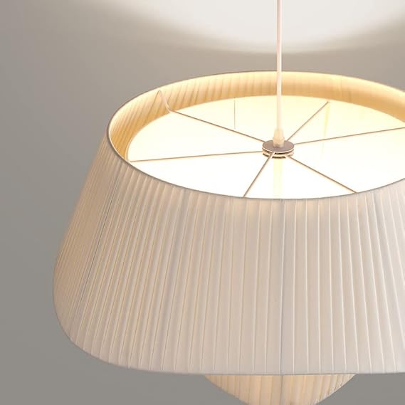 Modern Chandelier, Pendant Lights With Beige Fabric Shade, Romantic Cream Style Hanging Lamp For Living Room Bedroom Or Girls' Room - Image 3