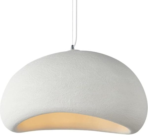 Japanese Dome Art Hanging Lamp,Wabi-Sabi Resin Pendant Lamp,Nordic Simplicity Chandelier, Pendant Light Fixture,Kitchen Island Dining Room Bedroom (Color : White) - Image 3
