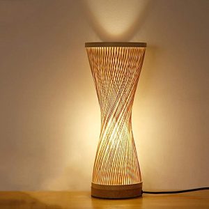 Bamboo Rattan Table Lamp, Japanese Style Simple Bedside Bamboo Lamp, Solid Wood Study Room Zen Table Lamp Retro Style Lantern Table Lamp