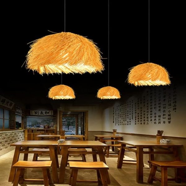 Rattan Pendant Light, Retro Restaurant Decorative Chandelier, Wabi-sabi Style Wicker Lampshade, Rustic Island Dining Ceiling Lamp, Tea Room Study Ceiling Lighting Fixtures, for Dining Table - Image 3