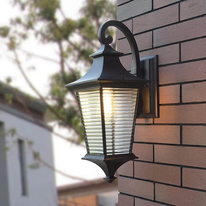 Modern Wall Mount Lamp , Outdoor Wall Sconce Die-cast Aluminum Housing Plus Glass,Wall Lantern As Porch Lighting Fixture with One E27 Medium Base,Waterproof Outdoor Wall - Image 3