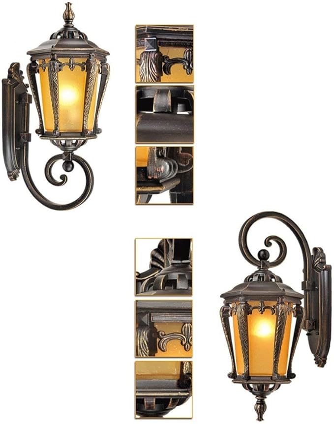 Wall Lights Sconces  Wall Mounted Light Patio Balcony Outdoor Wall Lamp Antique Victoria Glass Lantern Waterproof Wall Light E27 Decoration Illumination Light Fixture for Gate Villa Garden Corridor