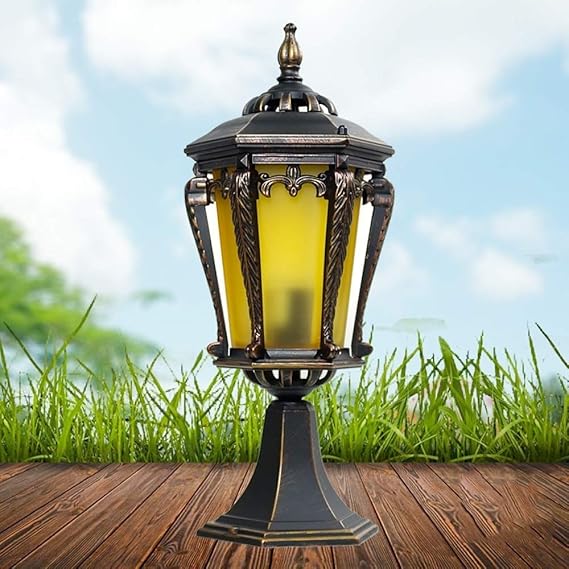 Metal Outdoor Post Lights IP55 Outdoor Lass Lantern Aluminium Waterproof Rustproof Pathway Garden Light Villa Garden Fence Lawn Street Light E27 Exterior Pillar Pillar Lamp - Image 3