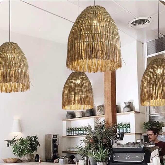 Bamboo Woven Pendant Light - Adjustable E27 Ceiling Lamp for Rustic Home Decor(40cm) - Image 3