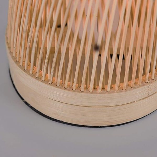 Bamboo Rattan Table Lamp, Japanese Style Simple Bedside Bamboo Lamp, Solid Wood Study Room Zen Table Lamp Retro Style Lantern Table Lamp - Image 3