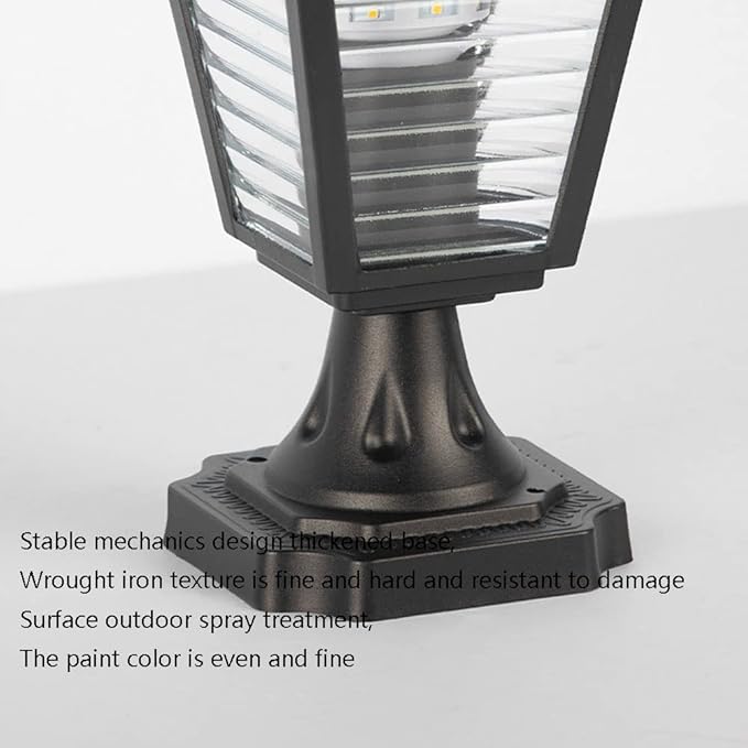 Outdoor Post Light Traditional Waterproof Column Headlight Waterproof Post Lamps Exterior Lamp Post Lantern Head for Garden, Patio, Pathway - Image 3