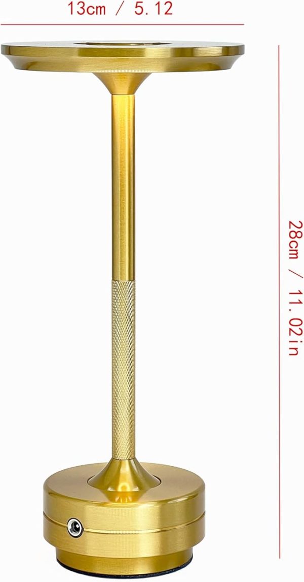 Aluminum Lamp Base Table Lamp Acrylic Lamp Shade Rechargeable Portable LED Restaurant Atmosphere Light,Golden - Image 2