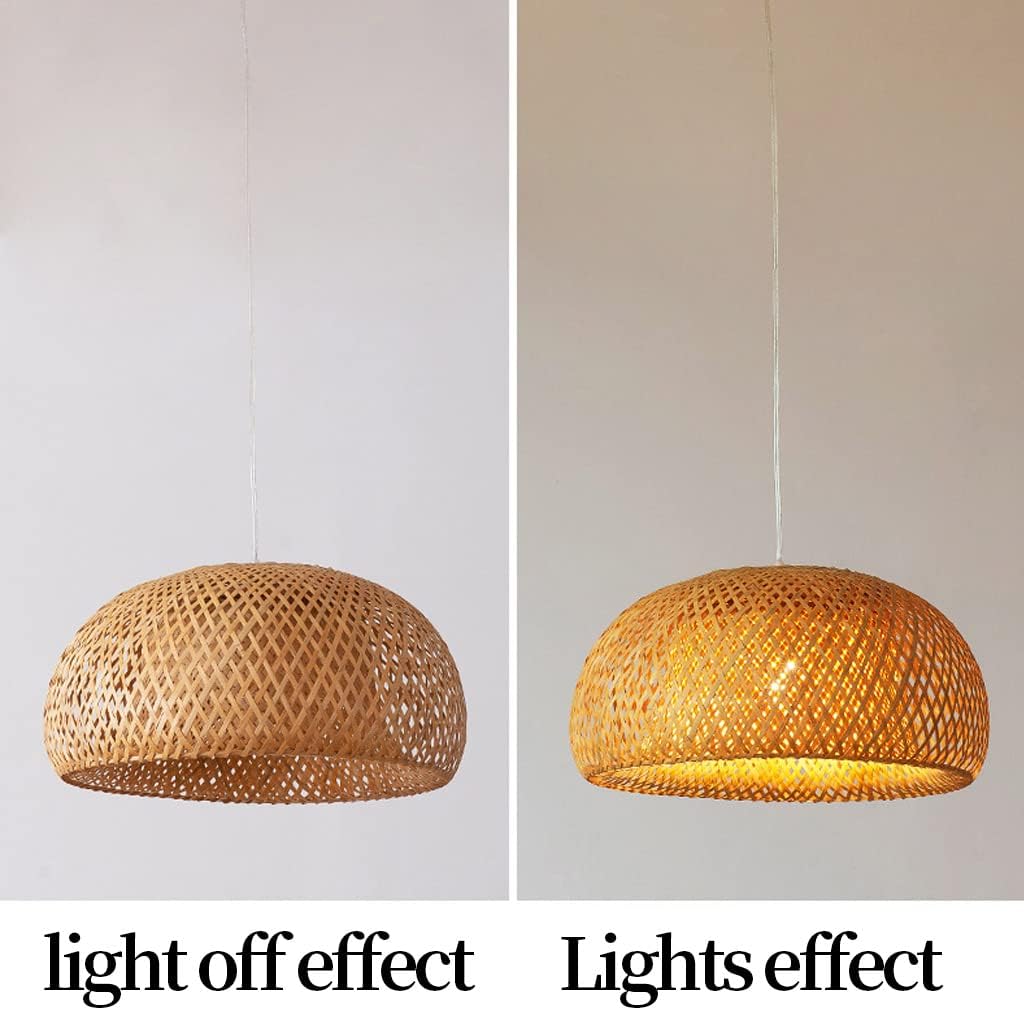 Rattan Pendant Lights, Wicker Pendant Lighting Bird's Nest Shape Lamp Shade with Adjustable Cord Natural Bamboo Woven Chandelier Living Room Ceiling Hanging Light Fixtures for Dining Room Bar Cafe - Image 5
