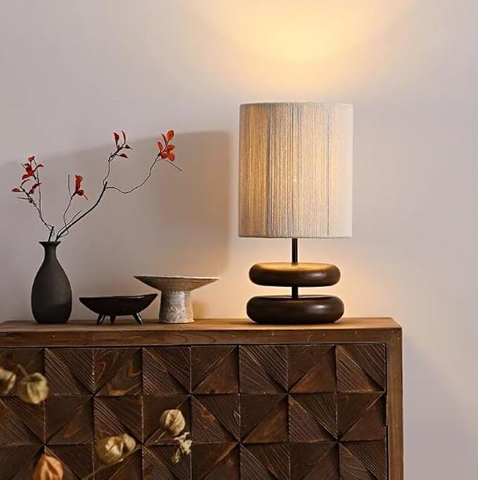 Table lamp Japanese Style Wood Bedside lamp Creative Design Modern Bedroom Table lamp Decorative Simple Study Hotel Living Room E27*1 22 * 41cm - Image 2