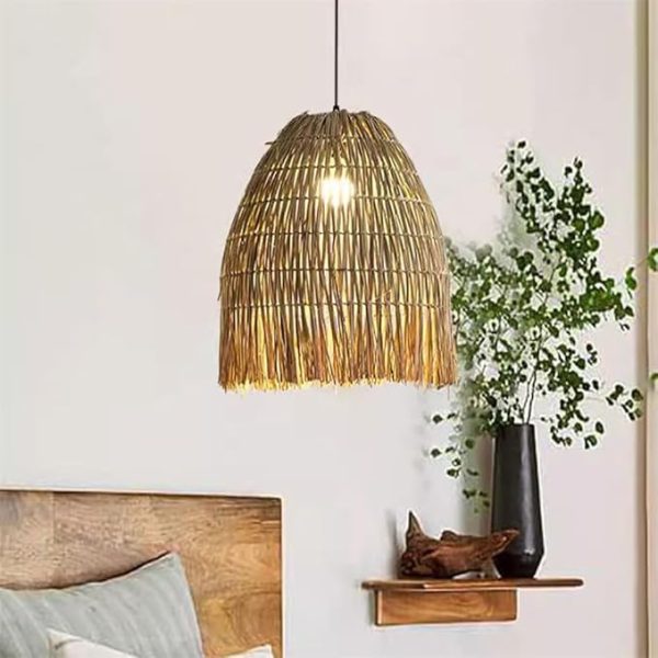 Bamboo Woven Pendant Light - Adjustable E27 Ceiling Lamp for Rustic Home Decor(40cm) - Image 2