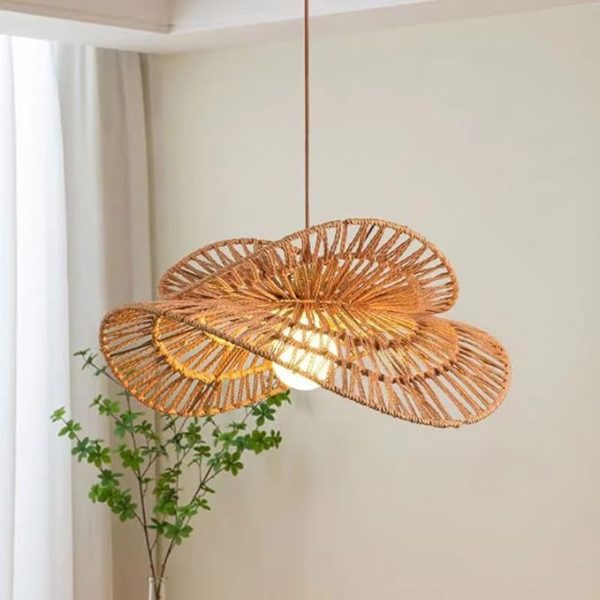 Rattan Hemp Rope Handmade Chandelier for Living Dining Room Tea Bedroom Study Pendant Light Indoor Home Decor LED Lamp - Image 3