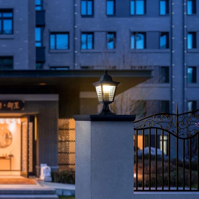 Outdoor Post Light Traditional Waterproof Column Headlight Waterproof Post Lamps Exterior Lamp Post Lantern Head for Garden, Patio, Pathway - Image 4