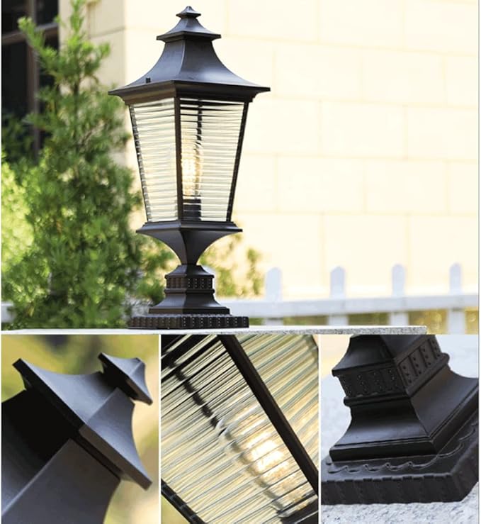 Post Lights Outdoor,Outdoor Column Lamp European-Style Waterproof Pillar Light Villa Garden Gate Wall Column Lamp Outdoor Gate Column Garden Light LED Night Security Lighting Fixtures - Image 3