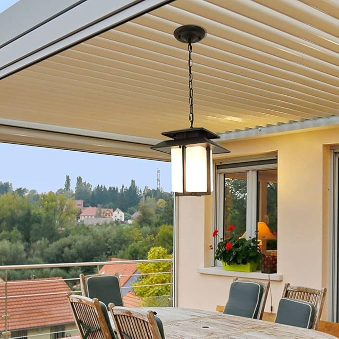 Japanese Style White E27 Glass Lantern Chandelier Outdoor Aisle Villa Park Waterproof Hanging Pendant Lamp Suspended Mounted Garden Corridor Gallery Pavilion Lightin - Image 4