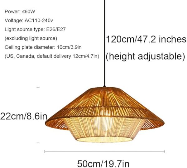 Wabi Sabi Pendant Lights, Rattan Lampshades, Japandi Ceiling Lamp - Image 6