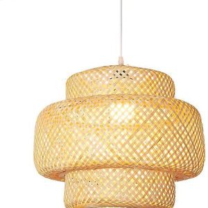 Pendant Light Antique Lantern Hanging Lamp Hand-Woven Eco-Friendly Bamboo Chandelier Dining Room Bedroom Living Room Decorative Lamp E27Bamboo Chandelier