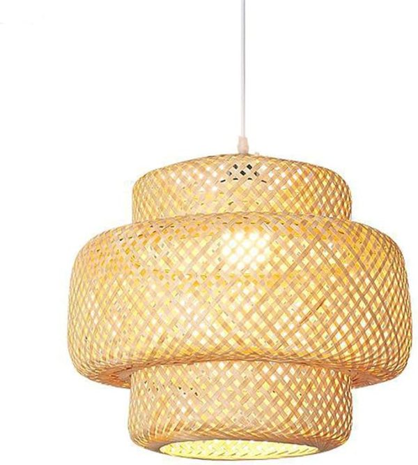 Pendant Light Antique Lantern Hanging Lamp Hand-Woven Eco-Friendly Bamboo Chandelier Dining Room Bedroom Living Room Decorative Lamp E27Bamboo Chandelier