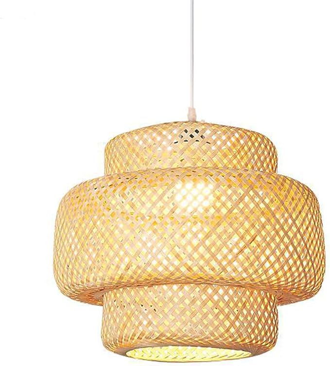 Pendant Light Antique Lantern Hanging Lamp Hand-Woven Eco-Friendly Bamboo Chandelier Dining Room Bedroom Living Room Decorative Lamp E27Bamboo Chandelier