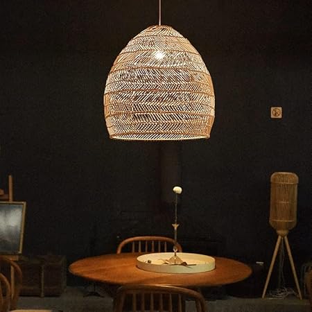 Modern Handwoven Rattan Basket Pendant Light Rural Ceiling Light Fixture With Adjustable Cord Dining Room Hallway Bar Living Room - Image 2