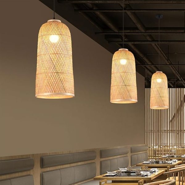 Bamboo Woven Pendant Lamp Chinese Creative Wicker Rattan Hanging Chandelier Rattan Art Retro Home Lighting Wicker Chandelier Hand Knitted Bamboo Pendant Lights for Tea Room, Study Room, Homestay YANZ - Image 2