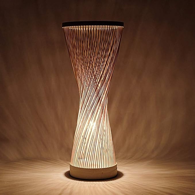 Bamboo Rattan Table Lamp, Japanese Style Simple Bedside Bamboo Lamp, Solid Wood Study Room Zen Table Lamp Retro Style Lantern Table Lamp - Image 5