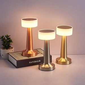 table lamp,Night Lights, Rechargeable Portable Desk Lamp, Table Lamp for Restaurant Backyard Patio Garden,12 Hours Usage 3 Colors Lights Touch Sensor lampGold,RED,BLACK,SILVER