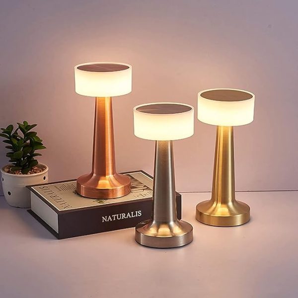 table lamp,Night Lights, Rechargeable Portable Desk Lamp, Table Lamp for Restaurant Backyard Patio Garden,12 Hours Usage 3 Colors Lights Touch Sensor lampGold,RED,BLACK,SILVER