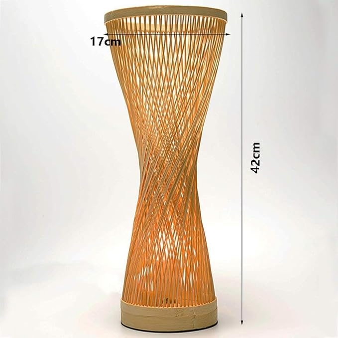 Bamboo Rattan Table Lamp, Japanese Style Simple Bedside Bamboo Lamp, Solid Wood Study Room Zen Table Lamp Retro Style Lantern Table Lamp - Image 6