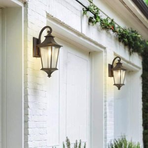 Modern Wall Mount Lamp , Outdoor Wall Sconce Die-cast Aluminum Housing Plus Glass,Wall Lantern As Porch Lighting Fixture with One E27 Medium Base,Waterproof Outdoor Wall