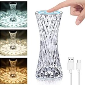 Crystal Diamond Desk Lamp USB Rechargeable Touch LED Light Romantic Led Crystal Diamond Dimmable Table Lamps Touch Color Changing Light For Bedroom Office Bars fun